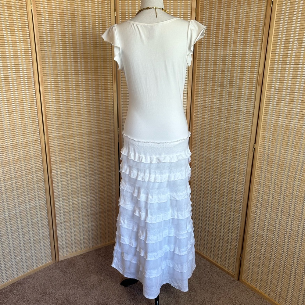 Sundance Boho Linen Tiered Maxi Flutter Sleeve Dr… - image 6